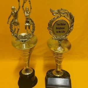 Double Netballers on Cone Riser, Wreath Insert on Riser Double Netballers on Cone Riser, Wreath Insert on Riser